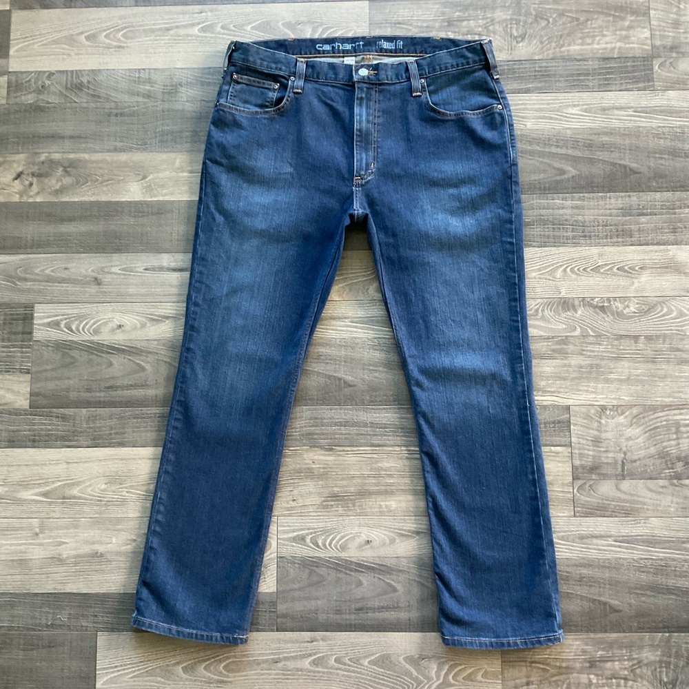38x30 Carhartt Relaxed Straight Rugged Flex Jeans Men’s Blue Stretch 102804 498